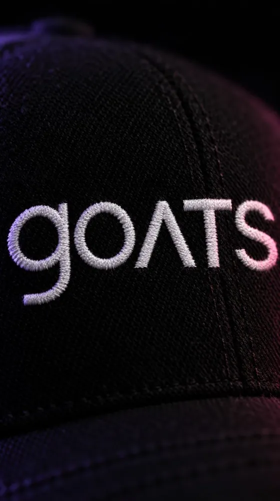 GOATS embroidered cap close-up